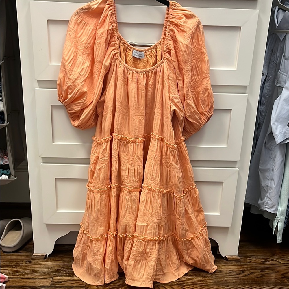 Zoco Orange Puff Sleeve Dress